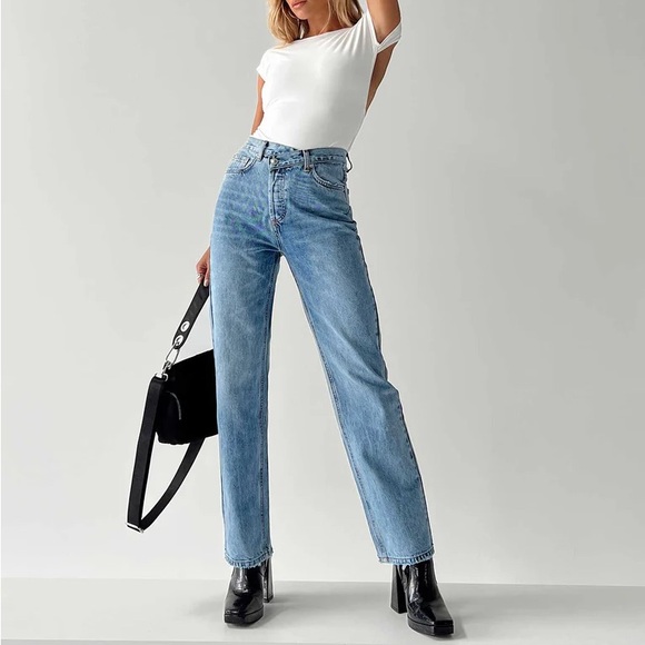 Princess Polly Denim - Princess Polly Holly Asymmetric Straight Leg Jean